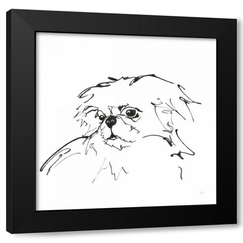 Line Dog Pekingese Black Modern Wood Framed Art Print by Paschke, Chris