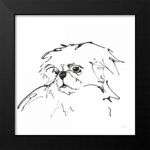 Line Dog Pekingese Black Modern Wood Framed Art Print by Paschke, Chris