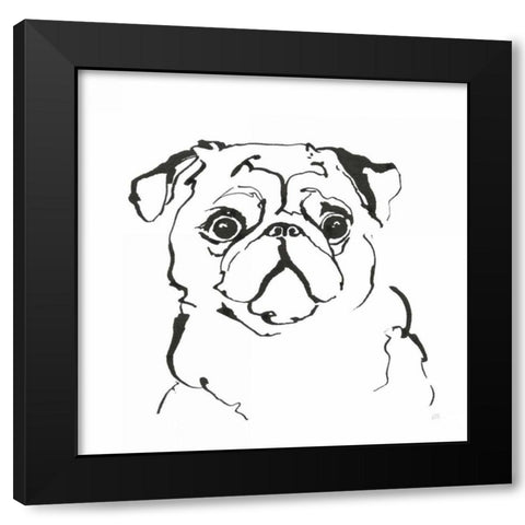 Line Dog Pug I Black Modern Wood Framed Art Print by Paschke, Chris