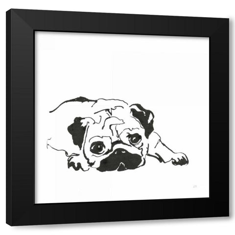 Line Dog Pug II Black Modern Wood Framed Art Print by Paschke, Chris