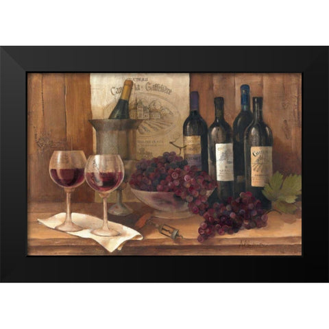 Vintage Wine Black Modern Wood Framed Art Print by Hristova, Albena