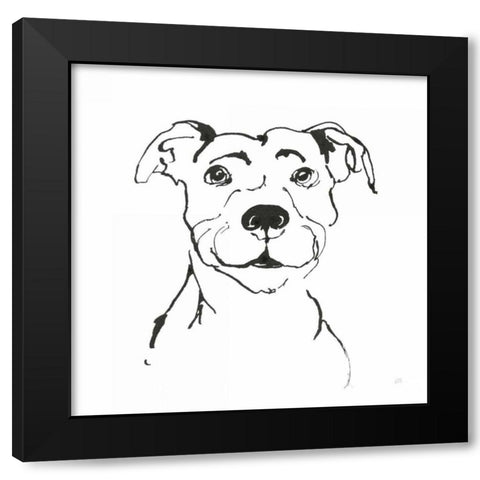 Line Dog Pitbull I Black Modern Wood Framed Art Print with Double Matting by Paschke, Chris