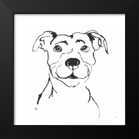 Line Dog Pitbull I Black Modern Wood Framed Art Print by Paschke, Chris
