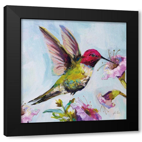 Hummingbird I Florals Black Modern Wood Framed Art Print with Double Matting by Vertentes, Jeanette