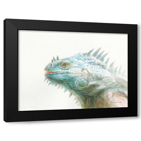 Tropical Iguana Black Modern Wood Framed Art Print with Double Matting by Nai, Danhui