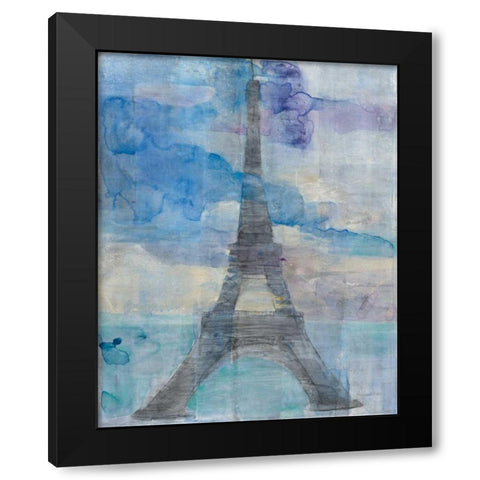 Paris at Dusk II Black Modern Wood Framed Art Print with Double Matting by Hristova, Albena
