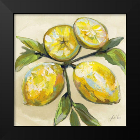 Lemons on Cream Black Modern Wood Framed Art Print by Vertentes, Jeanette