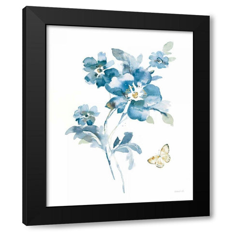 Blues of Summer I Gilded Black Modern Wood Framed Art Print with Double Matting by Nai, Danhui