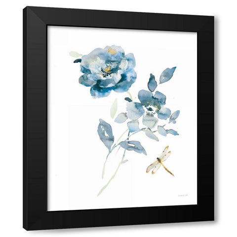 Blues of Summer IV Gilded Black Modern Wood Framed Art Print with Double Matting by Nai, Danhui