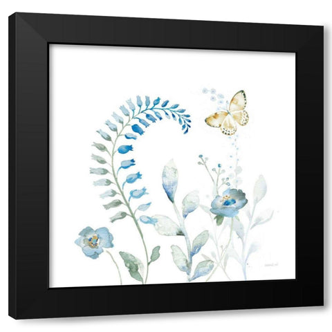 Blues of Summer VIII Black Modern Wood Framed Art Print with Double Matting by Nai, Danhui