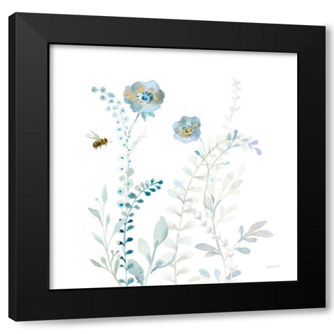 Blues of Summer IX Black Modern Wood Framed Art Print with Double Matting by Nai, Danhui