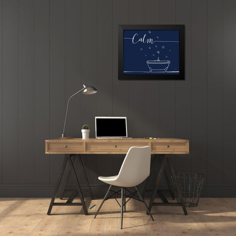 Underlined Bath VI Navy Black Modern Wood Framed Art Print by Charron, Veronique