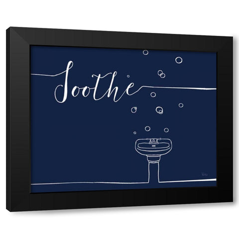 Underlined Bath VII Navy Black Modern Wood Framed Art Print by Charron, Veronique