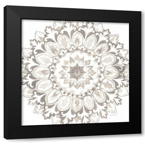 Mandala Delight II Neutral Crop Black Modern Wood Framed Art Print with Double Matting by Nai, Danhui