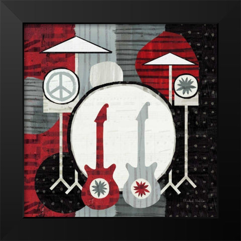 Rock N Roll Drums Black Modern Wood Framed Art Print by Mullan, Michael