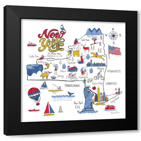 New York State No BP Black Modern Wood Framed Art Print by Zaman, Farida