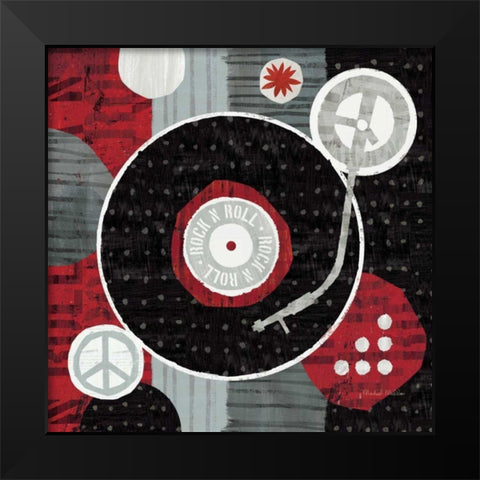 Rock N Roll Album Black Modern Wood Framed Art Print by Mullan, Michael