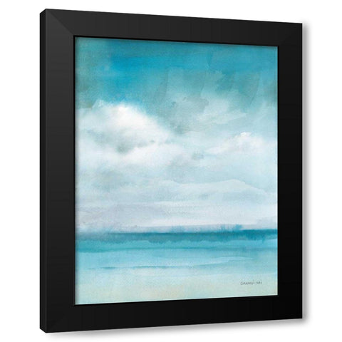 Ocean Breeze Black Modern Wood Framed Art Print by Nai, Danhui