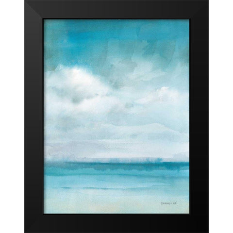 Ocean Breeze Black Modern Wood Framed Art Print by Nai, Danhui