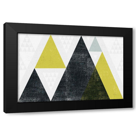 Mod Triangles I Yellow Black Black Modern Wood Framed Art Print with Double Matting by Mullan, Michael