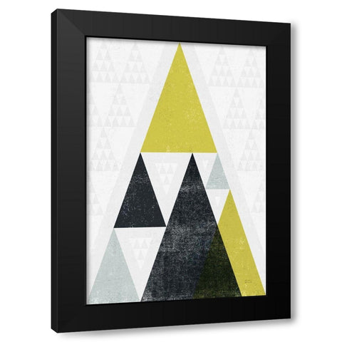 Mod Triangles III Yellow Black Black Modern Wood Framed Art Print by Mullan, Michael