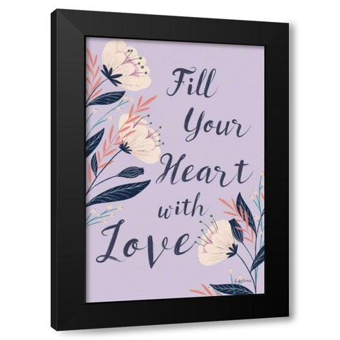 Modern Floral II Lilac Black Modern Wood Framed Art Print with Double Matting by Thorns, Becky