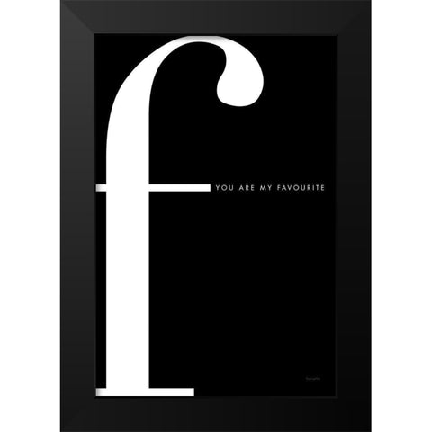 F is for Favourite Black Modern Wood Framed Art Print by Charro, Mercedes Lopez