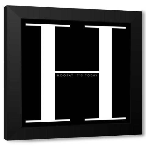 H is for Hooray Black Modern Wood Framed Art Print by Charro, Mercedes Lopez