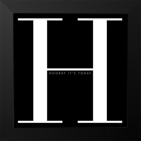 H is for Hooray Black Modern Wood Framed Art Print by Charro, Mercedes Lopez