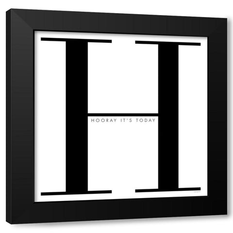 H is for Hooray on White Black Modern Wood Framed Art Print by Charro, Mercedes Lopez