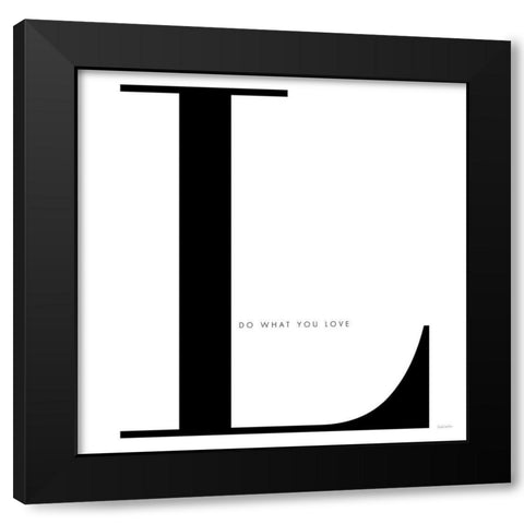 L is for Love on White Black Modern Wood Framed Art Print by Charro, Mercedes Lopez