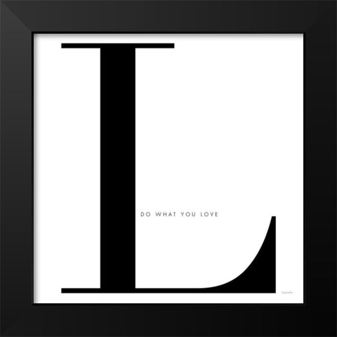 L is for Love on White Black Modern Wood Framed Art Print by Charro, Mercedes Lopez