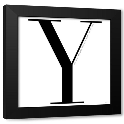 Y is for You on White Black Modern Wood Framed Art Print by Charro, Mercedes Lopez