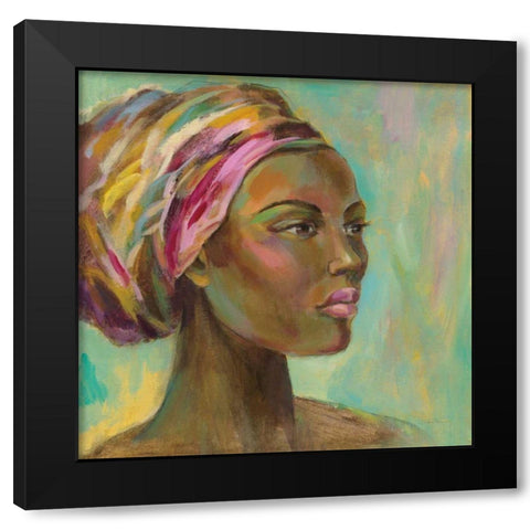 African Woman I Black Modern Wood Framed Art Print with Double Matting by Vassileva, Silvia