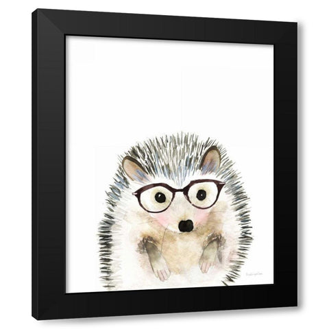 Hedgehog in Glasses Black Modern Wood Framed Art Print with Double Matting by Charro, Mercedes Lopez