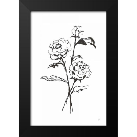 Line Ranunculus I Black Modern Wood Framed Art Print by Paschke, Chris