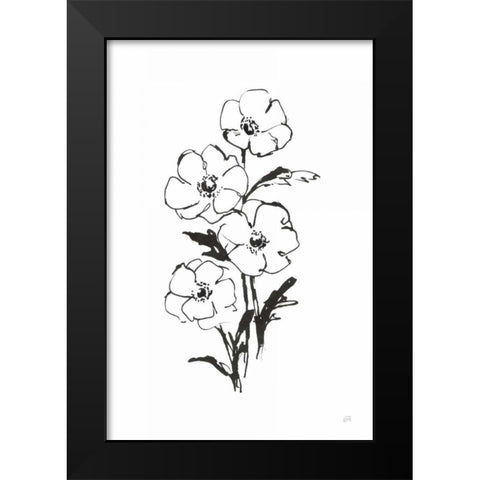 Line Anemone I Black Modern Wood Framed Art Print by Paschke, Chris