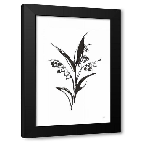 Line Lily of the Valley I Black Modern Wood Framed Art Print with Double Matting by Paschke, Chris