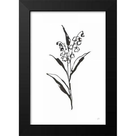 Line Lily of the Valley II Black Modern Wood Framed Art Print by Paschke, Chris