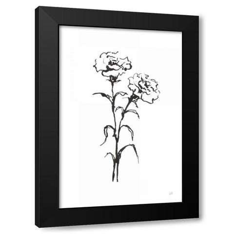 Line Carnation II Black Modern Wood Framed Art Print with Double Matting by Paschke, Chris