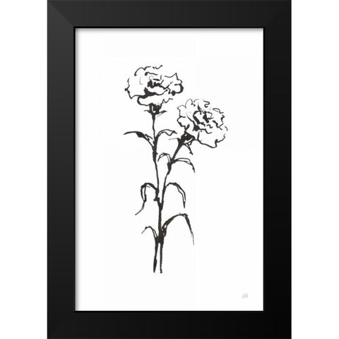 Line Carnation II Black Modern Wood Framed Art Print by Paschke, Chris