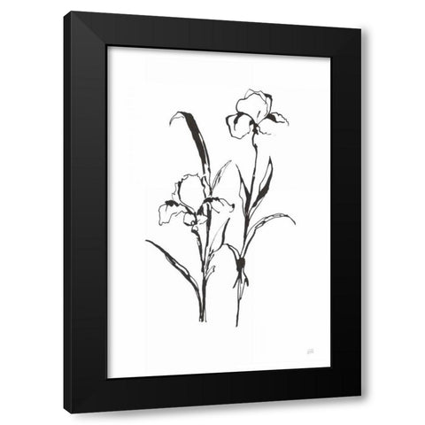 Line Iris I Black Modern Wood Framed Art Print with Double Matting by Paschke, Chris