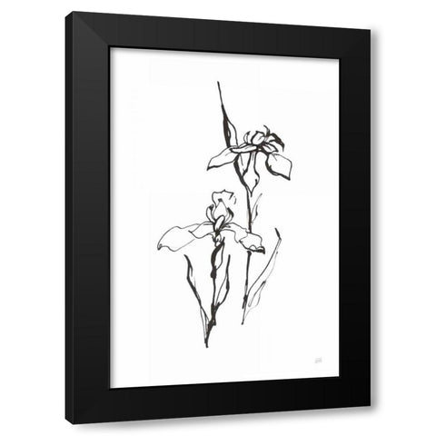 Line Iris II Black Modern Wood Framed Art Print with Double Matting by Paschke, Chris