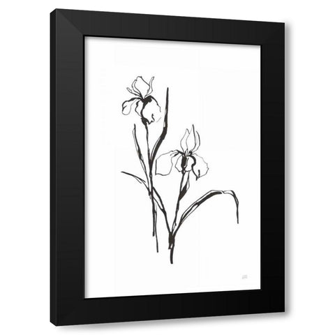 Line Iris III Black Modern Wood Framed Art Print with Double Matting by Paschke, Chris