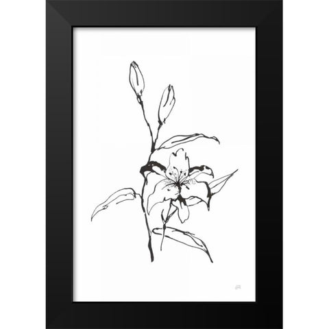 Line Tiger Lily Black Modern Wood Framed Art Print by Paschke, Chris