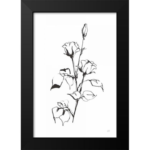 Line Rosebuds Black Modern Wood Framed Art Print by Paschke, Chris