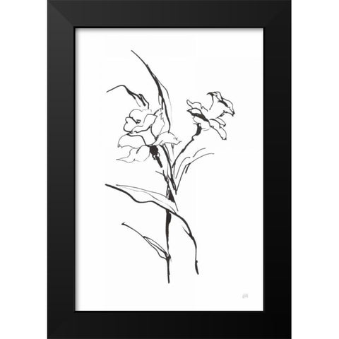 Line Daffodil Black Modern Wood Framed Art Print by Paschke, Chris