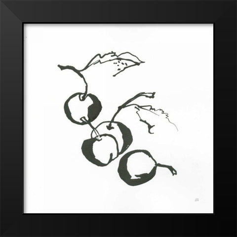 Cherries BW Black Modern Wood Framed Art Print by Paschke, Chris