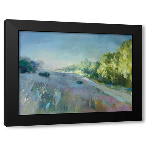 Sunrise Meadow Black Modern Wood Framed Art Print with Double Matting by Nai, Danhui