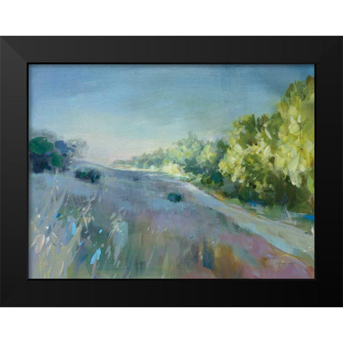 Sunrise Meadow Black Modern Wood Framed Art Print by Nai, Danhui